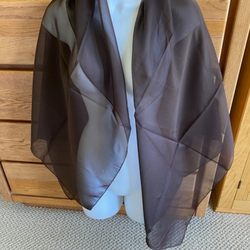 New * SHEER Large CHOCOLATE BROWN Silky Polyester PAREO Swimsuit WRAP Cover-up